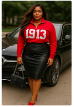 Load image into Gallery viewer, Delta Sigma Theta: 1913 Sorority Zip Embroidered Sweatshirt