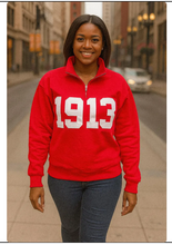 Load image into Gallery viewer, Delta Sigma Theta: 1913 Sorority Zip Embroidered Sweatshirt