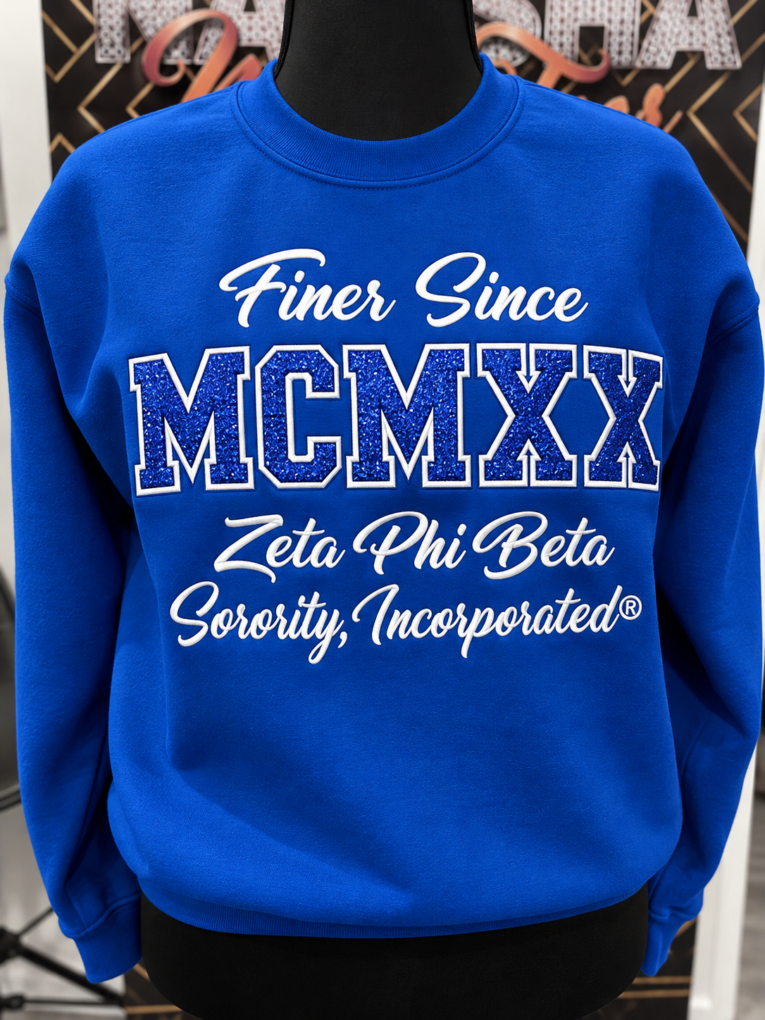 MCMXX - Zeta Phi Beta Embroidered Glitter Sweatshirt