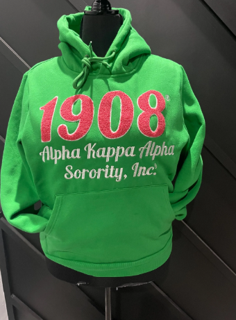 Alpha Kappa Alpha, AKA, 1908, Pretty Girl Chenille Patch and Embroidered Hoodie