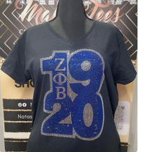 Load image into Gallery viewer, Zeta Phi Beta T-Shirt Zeta Phi Beta Rhinestone Shirt Zeta 1920 TShirt