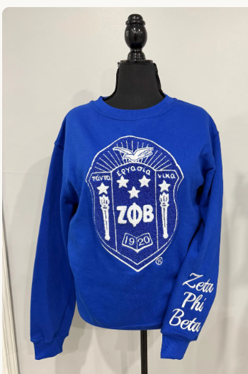 Zeta Phi Beta Shield Sweatshirt Royal Blue Sorority Crewneck, Finer Womanhood Apparel, Zeta Founders Day Gift