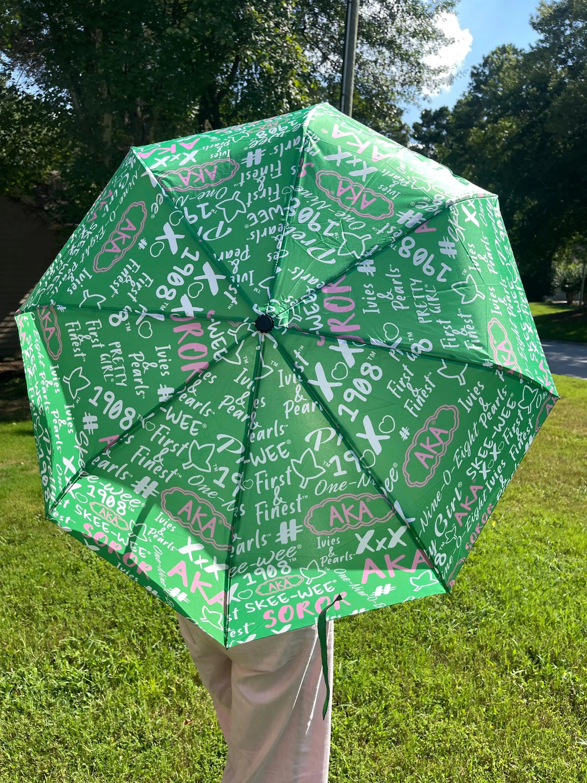 Pink and Green Sorority Umbrella Greek Paraphernalia Gift for Probate Crossing Chapter Gift