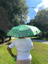 Load image into Gallery viewer, Pink and Green Sorority Umbrella Greek Paraphernalia Gift for Probate Crossing Chapter Gift