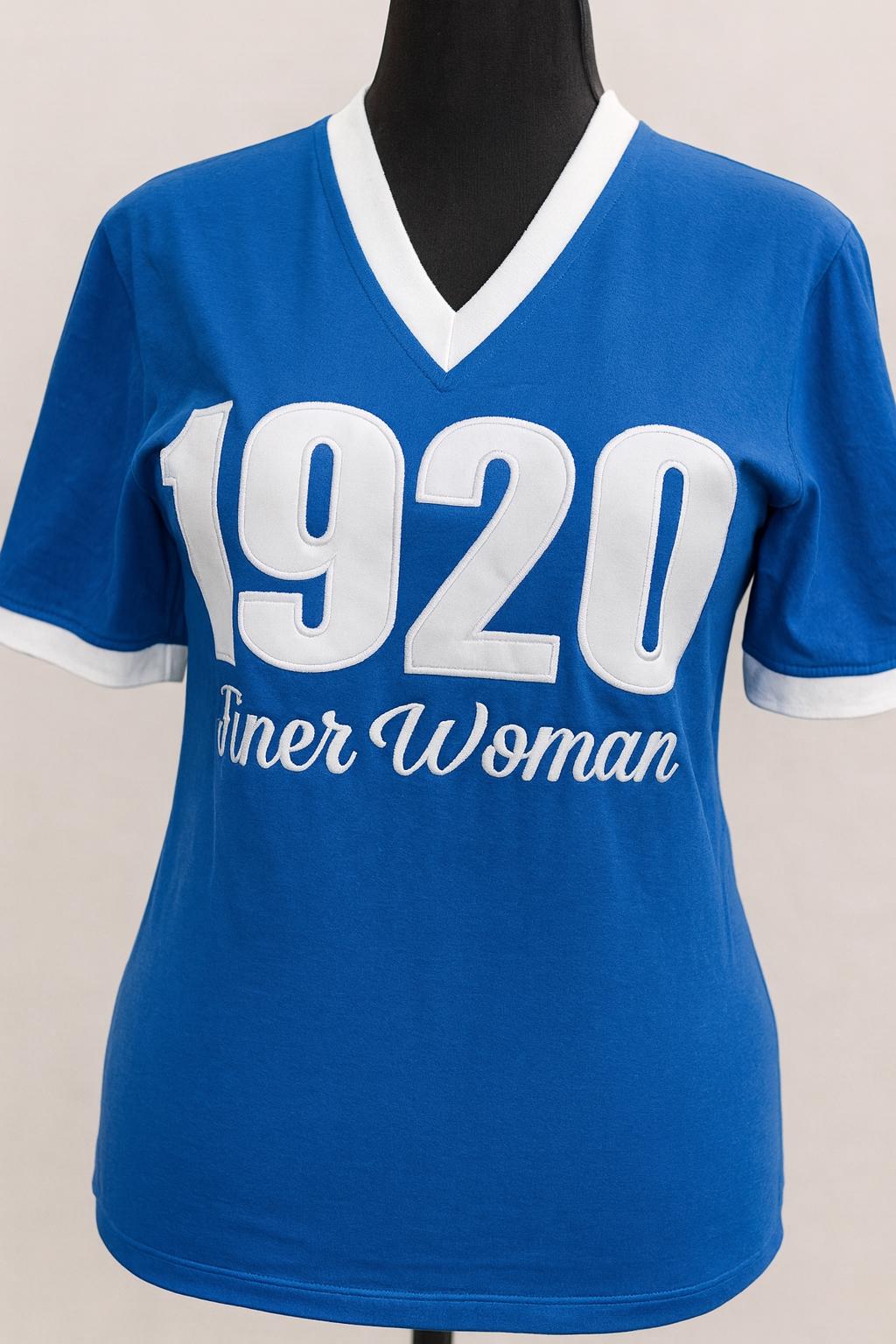 Zeta Phi Beta Embroidered V-Neck T-Shirt: Royal Blue Sorority Tee
