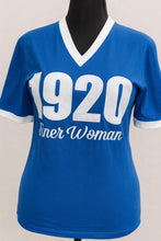 Load image into Gallery viewer, Zeta Phi Beta Embroidered V-Neck T-Shirt: Royal Blue Sorority Tee